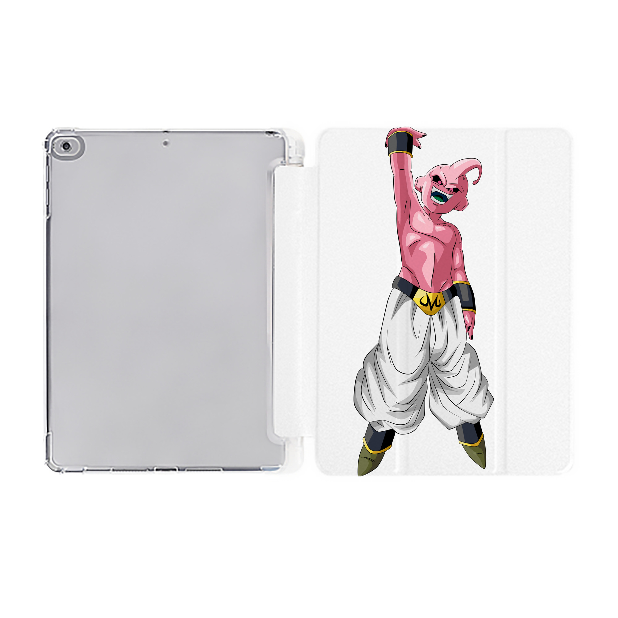 （画像用） ドラゴンボール 魔人ブウ DRAGON BALL Majin Buu IPad ケース ペン収納付き 三つ折りスタンド PUレザー×シリコン 対応機種9.5/10.5/10.9インチ